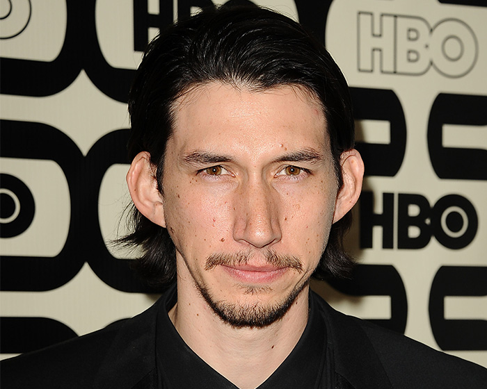 Close-up of Adam Driver's face, fueling plastic surgery speculation.