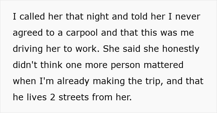 Employee Gives Coworker A Ride To Work, Finds Out She’s Been Offering Seats In Their Car To Other People Employee Gives Coworker A Ride To Work, Finds Out She’s Been Offering Seats In Their Car To Other People