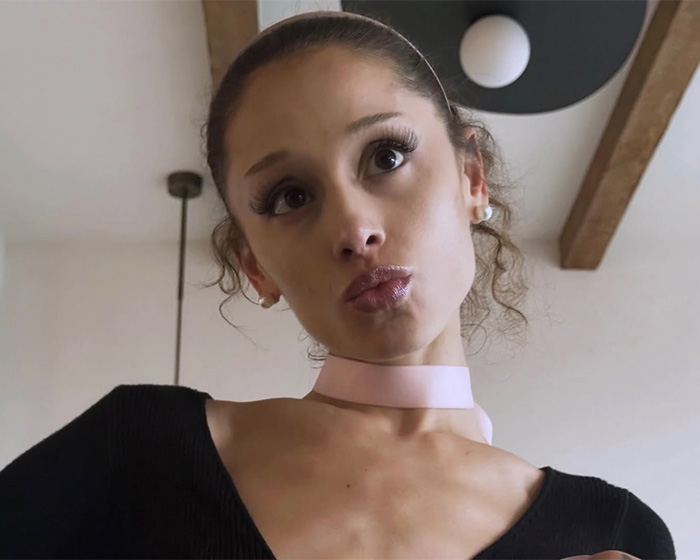 Ariana Grande in a close-up snap, her expression raising concern among people.