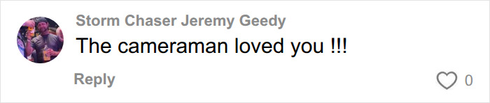 A comment about the cameraman loving the attractive woman, emphasizing her viral presence in football stands.