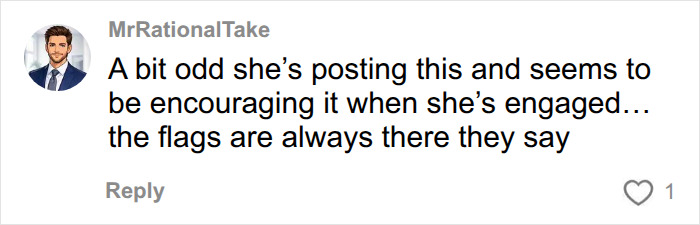 A comment questioning the engaged attractive woman posting about going viral, seen in football stands.