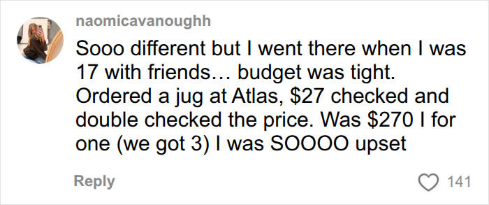 Comment sharing upset experience with high bar prices in Bali Comment sharing upset experience with high bar prices in Bali