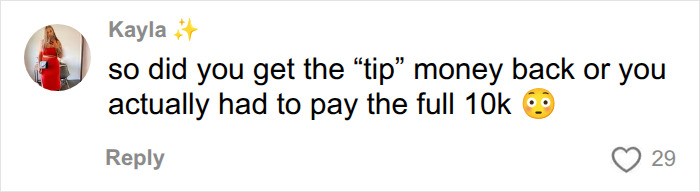 Comment asking if tip was refunded after Bali $10,600 bar bill Comment asking if tip was refunded after Bali $10,600 bar bill
