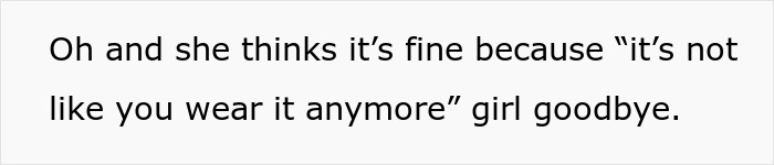 Text showing a mommy's argument for keeping a sapphire engagement ring after her 14YO got it stuck.