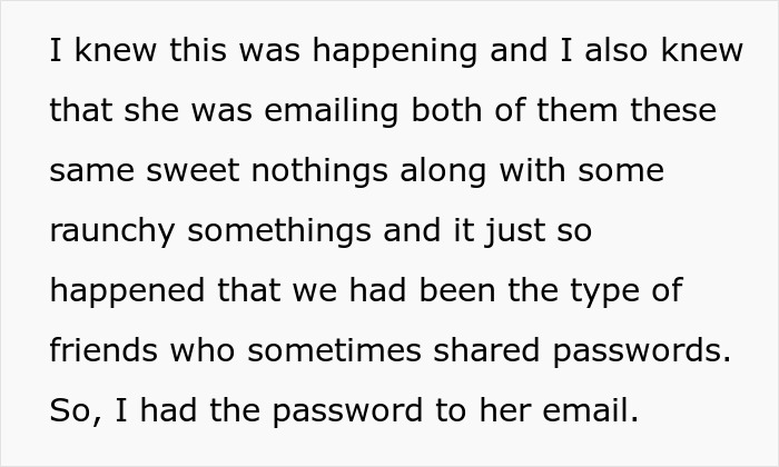 Text snippet about email password of a fake friend