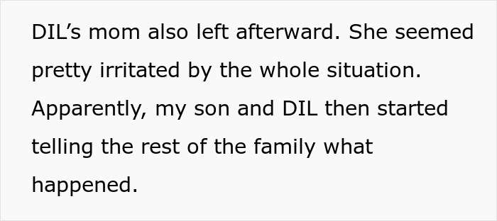 Text snippet showing the aftermath of a family dispute involving a MIL and her daughter. Text snippet showing the aftermath of a family dispute involving a MIL and her daughter.