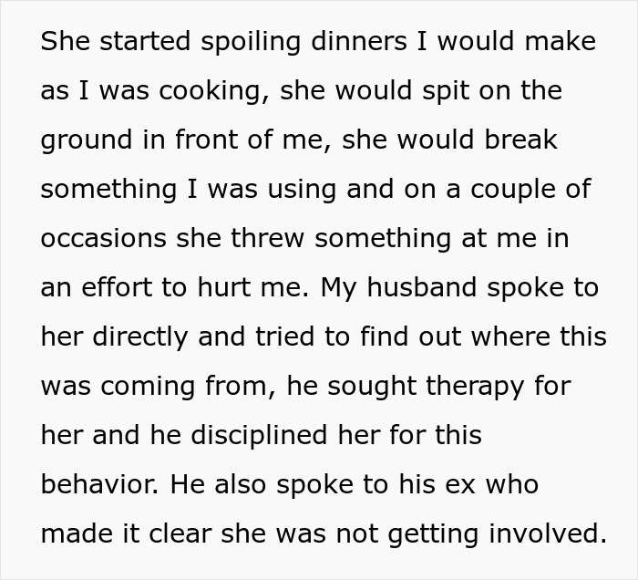 Reddit post describing how the stepdaughter's bad behavior escalated at home