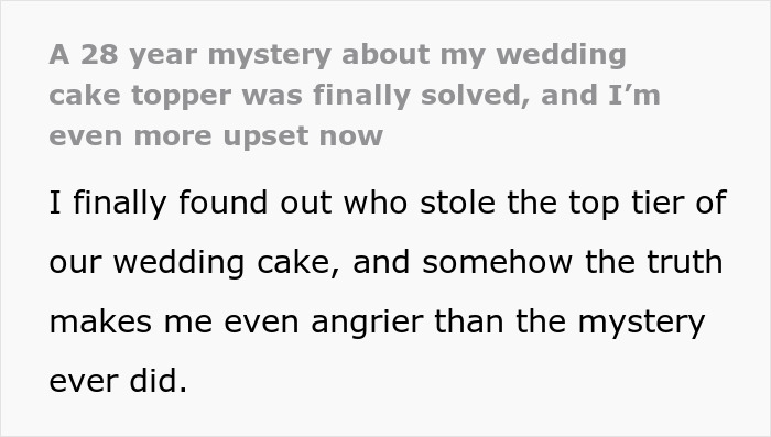 A 28-Year-Old Wedding Cake Mystery Gets Accidentally Solved, Leaves Bride Even More Upset