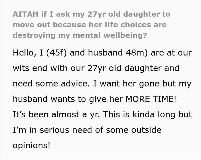 Screenshot of parents considering kicking out their daughter for choosing a toxic boyfriend over her child. Screenshot of parents considering kicking out their daughter for choosing a toxic boyfriend over her child.