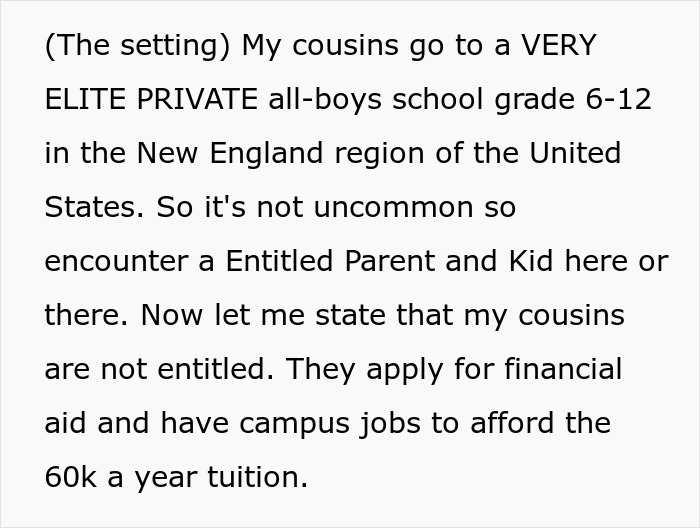 Description of elite private all-boys school setting and tuition