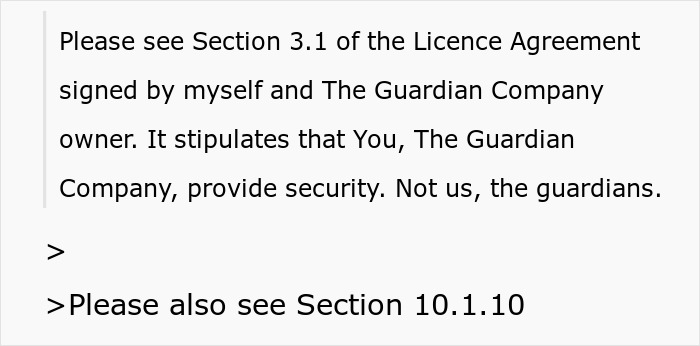 Email from man living in a pub referencing licence agreement about security and deposit. Email from man living in a pub referencing licence agreement about security and deposit.