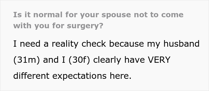 Text about spouse expectations and support for surgery Text about spouse expectations and support for surgery
