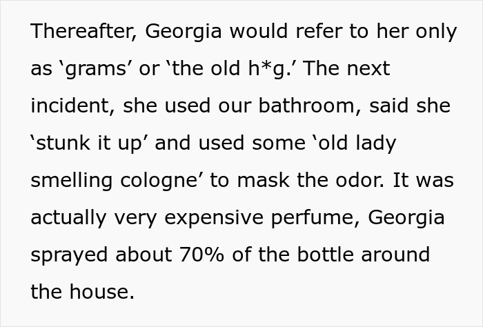 A 17YO trying to scare off Dads Girlfriend, explaining how she sprayed expensive perfume to mask an odor. A 17YO trying to scare off Dads Girlfriend, explaining how she sprayed expensive perfume to mask an odor.