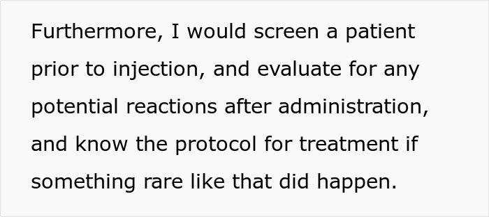 A nurse explains how she would screen a patient prior to injection. A nurse explains how she would screen a patient prior to injection.