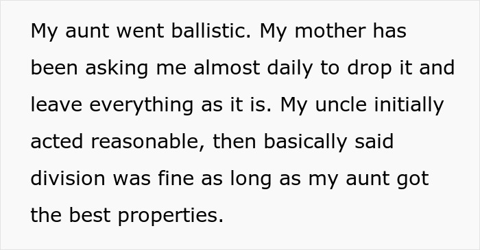 Woman Doesn't Want To Play "Big Happy Family," Demands Inheritance Be Divided Woman Doesn't Want To Play "Big Happy Family," Demands Inheritance Be Divided