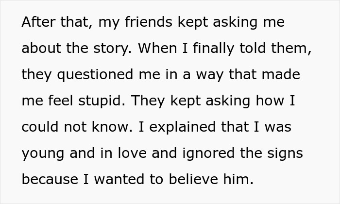 A woman explains to friends how she missed signs in a relationship nightmare, feeling a painful reality check. A woman explains to friends how she missed signs in a relationship nightmare, feeling a painful reality check.
