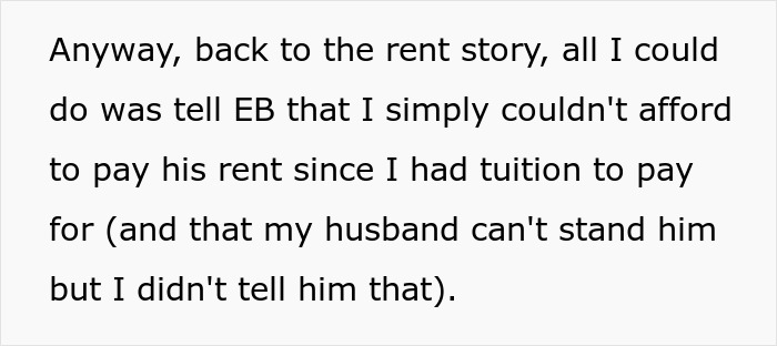 Text about a woman refusing to bail out her bro and his squandered parents inheritance, explaining tuition costs. Text about a woman refusing to bail out her bro and his squandered parents inheritance, explaining tuition costs.