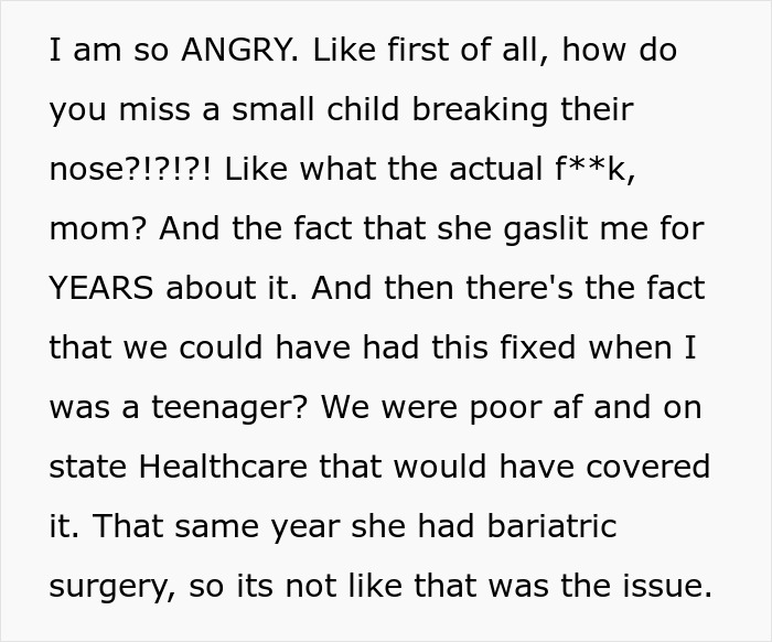 Daughter Can't Breathe, Smell, Or Forgive After Mom Hid Her Childhood Injury For Years Daughter Can't Breathe, Smell, Or Forgive After Mom Hid Her Childhood Injury For Years
