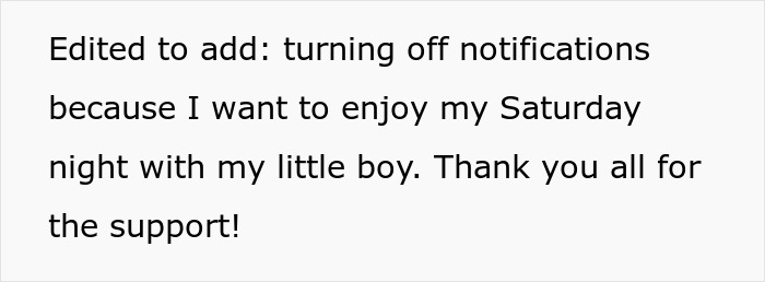 An online update post about turning off notifications and thanking followers for support. An online update post about turning off notifications and thanking followers for support.