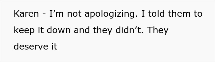 Text of Karen refusing to apologize for the keyed car, leading to a lawsuit.