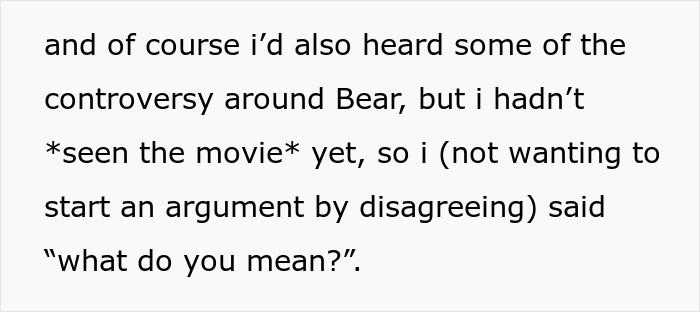 Text about controversy around Bear in the movie Obsession before watching it