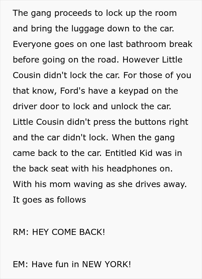 Group locks room and leaves, mom drives away with kid heading to New York