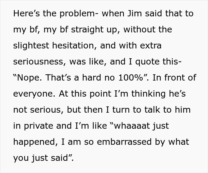 A screenshot of a text detailing a guy who won't marry his GF, saying 'Nope. That's a hard no 100%'.