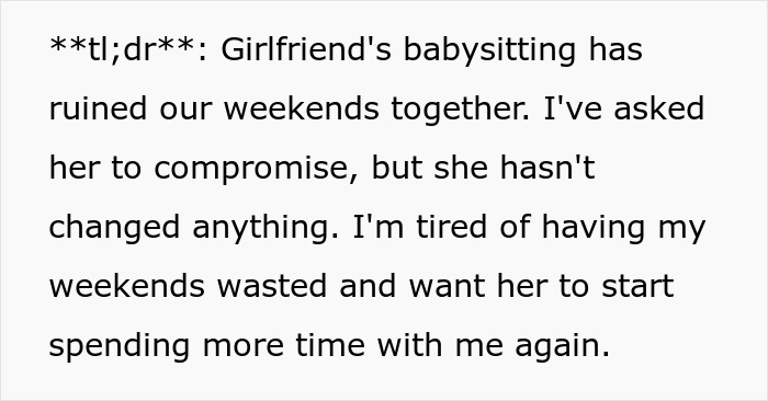 Woman Babysits On Weekends, Her Clueless BF Just Can't Figure Out Why She Keeps Ignoring Him Woman Babysits On Weekends, Her Clueless BF Just Can't Figure Out Why She Keeps Ignoring Him