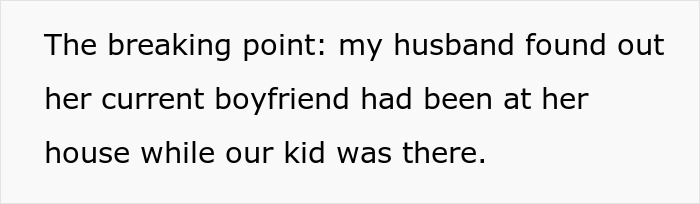 Text about the breaking point when parents found MIL brought her BF around grandkids. Text about the breaking point when parents found MIL brought her BF around grandkids.