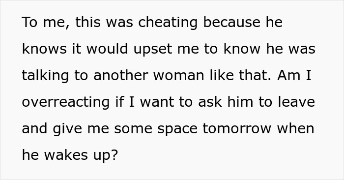 A screenshot showing text from a wife about her hubby flirting with a woman and their marriage breaking point.
