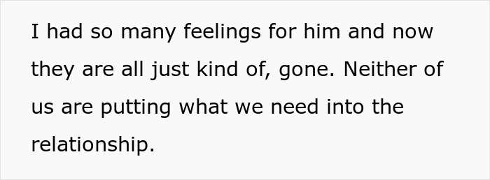 A black text on white background explaining a fading relationship with a jobless BF.