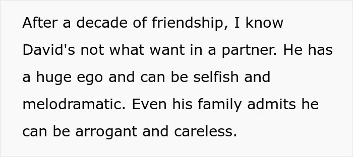 Screenshot detailing the groom's characteristics as described by his female bestie, relating to the bride's confession. Screenshot detailing the groom's characteristics as described by his female bestie, relating to the bride's confession.
