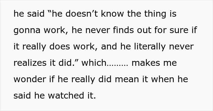 Text about guy questioning the truth of watching the movie Obsession
