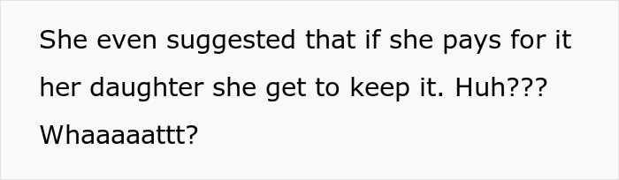 Text describing a mommy calling a stuck sapphire engagement ring her property after her 14YO wore it.