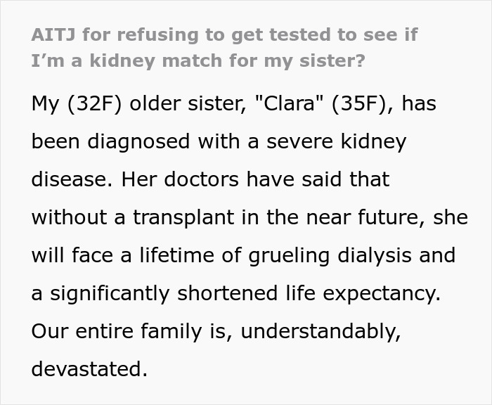 Woman Is Called A Monster For Refusing To Save Her Sister&rsquo;s Life, Starts Questioning Her Decision
