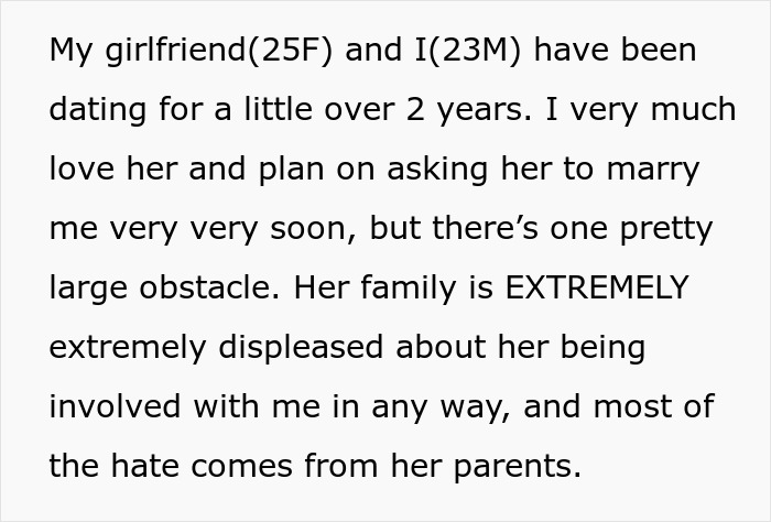 Text explaining a relationship and the parents' disapproval, highlighting the daughter's boyfriend's reputation. Text explaining a relationship and the parents' disapproval, highlighting the daughter's boyfriend's reputation.