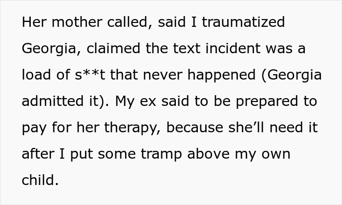 Text explaining 17YO keeps trying to scare off Dads girlfriend, finally getting her locked out. Text explaining 17YO keeps trying to scare off Dads girlfriend, finally getting her locked out.