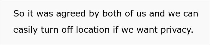 Wife hides money: Text about agreement on location sharing for privacy. Wife hides money: Text about agreement on location sharing for privacy.