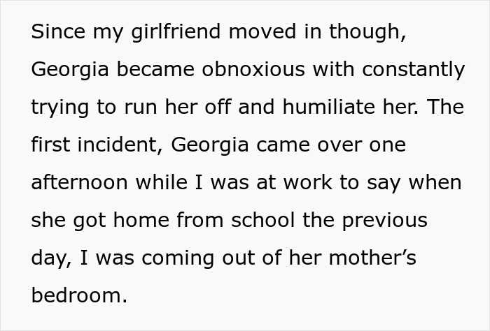 A 17YO trying to scare off Dads Girlfriend, describing her attempts to run off and humiliate her. A 17YO trying to scare off Dads Girlfriend, describing her attempts to run off and humiliate her.