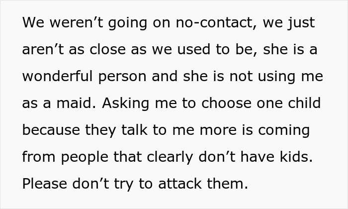 Text defense of a daughter against online comments while MIL chooses to stay with her and twin newborns Text defense of a daughter against online comments while MIL chooses to stay with her and twin newborns
