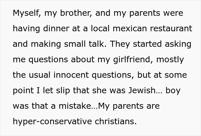 Religious Parents Try To Sabotage Son's Relationship But Fail When Extended Family Sides With Him Religious Parents Try To Sabotage Son's Relationship But Fail When Extended Family Sides With Him