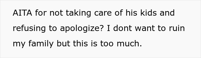 Text image discussing family pressure and refusal to provide free babysitting. Text image discussing family pressure and refusal to provide free babysitting.