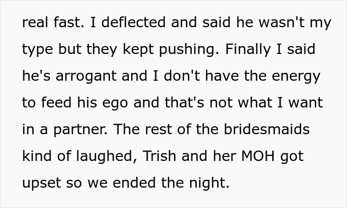 A text screenshot about the bride trying to get a 'love' confession out of groom's female bestie. A text screenshot about the bride trying to get a 'love' confession out of groom's female bestie.