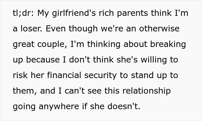 Guy Can't Handle Being With Girlfriend's Rich Family Who Thinks He's A Complete Loser