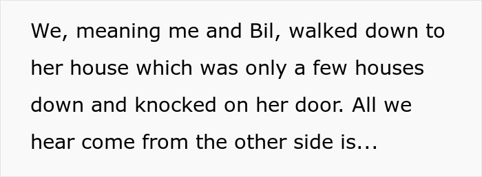 Text bubble showing the narrator and Bil walking to Karen's house to confront her about the keyed car.