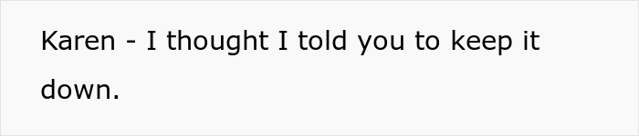 Text snippet: Karen demands silence, showing her attitude in the keyed car lawsuit.