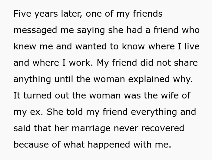A woman faces a painful reality check five years later, as her ex's wife reaches out about the relationship nightmare. A woman faces a painful reality check five years later, as her ex's wife reaches out about the relationship nightmare.