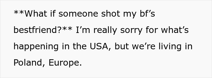 GF's update: the user explains they are in Poland, not the USA, regarding her boyfriend and the drunk women. GF's update: the user explains they are in Poland, not the USA, regarding her boyfriend and the drunk women.