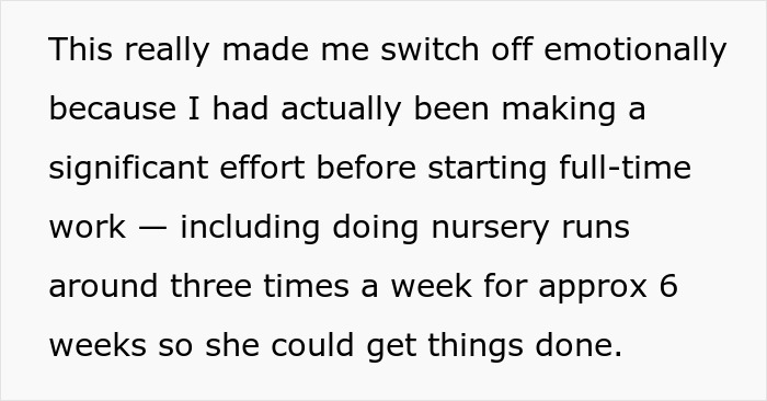 A screenshot of text explaining how the woman had made significant effort before being called a bad aunt.