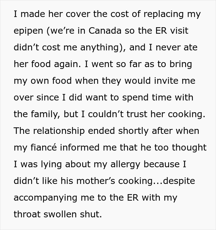 Text snippet about making the MIL cover epipen cost and fiancé also thinking shellfish allergy is fake. Text snippet about making the MIL cover epipen cost and fiancé also thinking shellfish allergy is fake.
